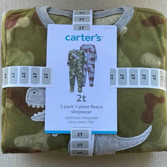Carter's Baby Sleepwear 1 Piece Fleece Jumper Green/Gray Set of 2 New Size 2T - Picture 2 of 10